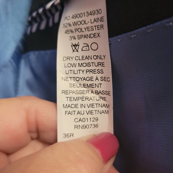 New Original Penguin Men's Black Wool Blend Two Button Suit Jacket 36R - Picture 8 of 8